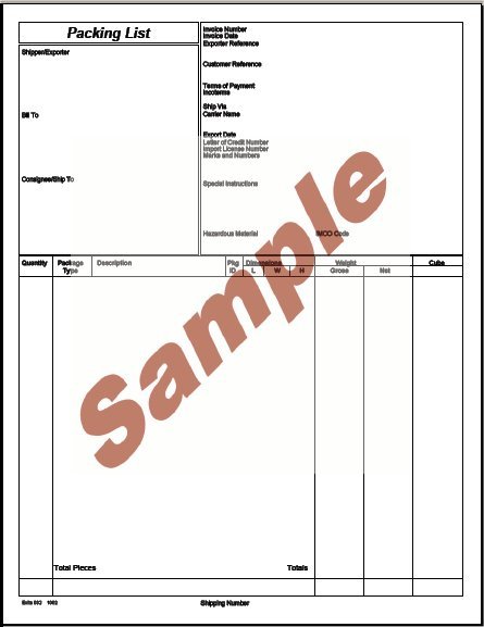 Sample Export Packing List - IndiaFilings.com  Learning 