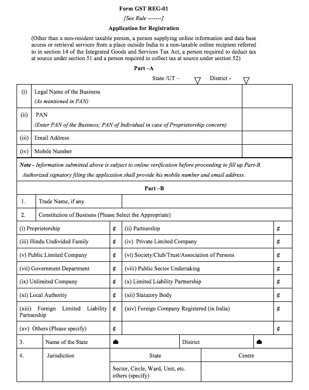 Gst registration form