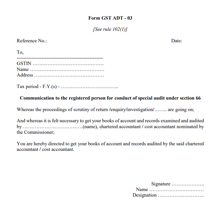 Sample Special Audit Order