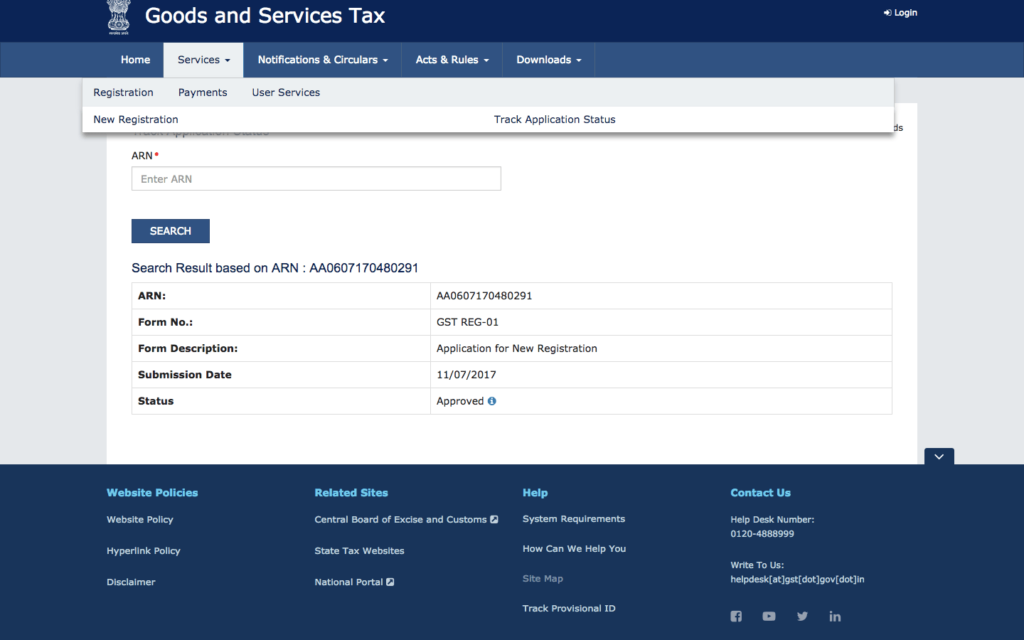 GST Registration Application Check