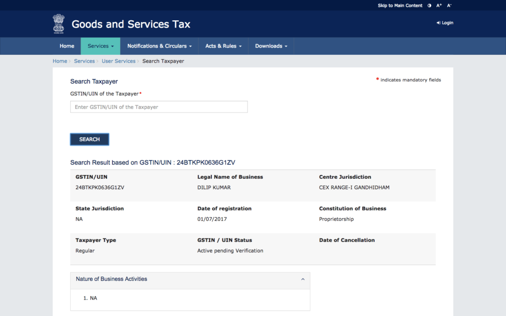 Registration Status