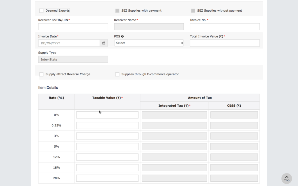 Upload B2B invoices to GSTN