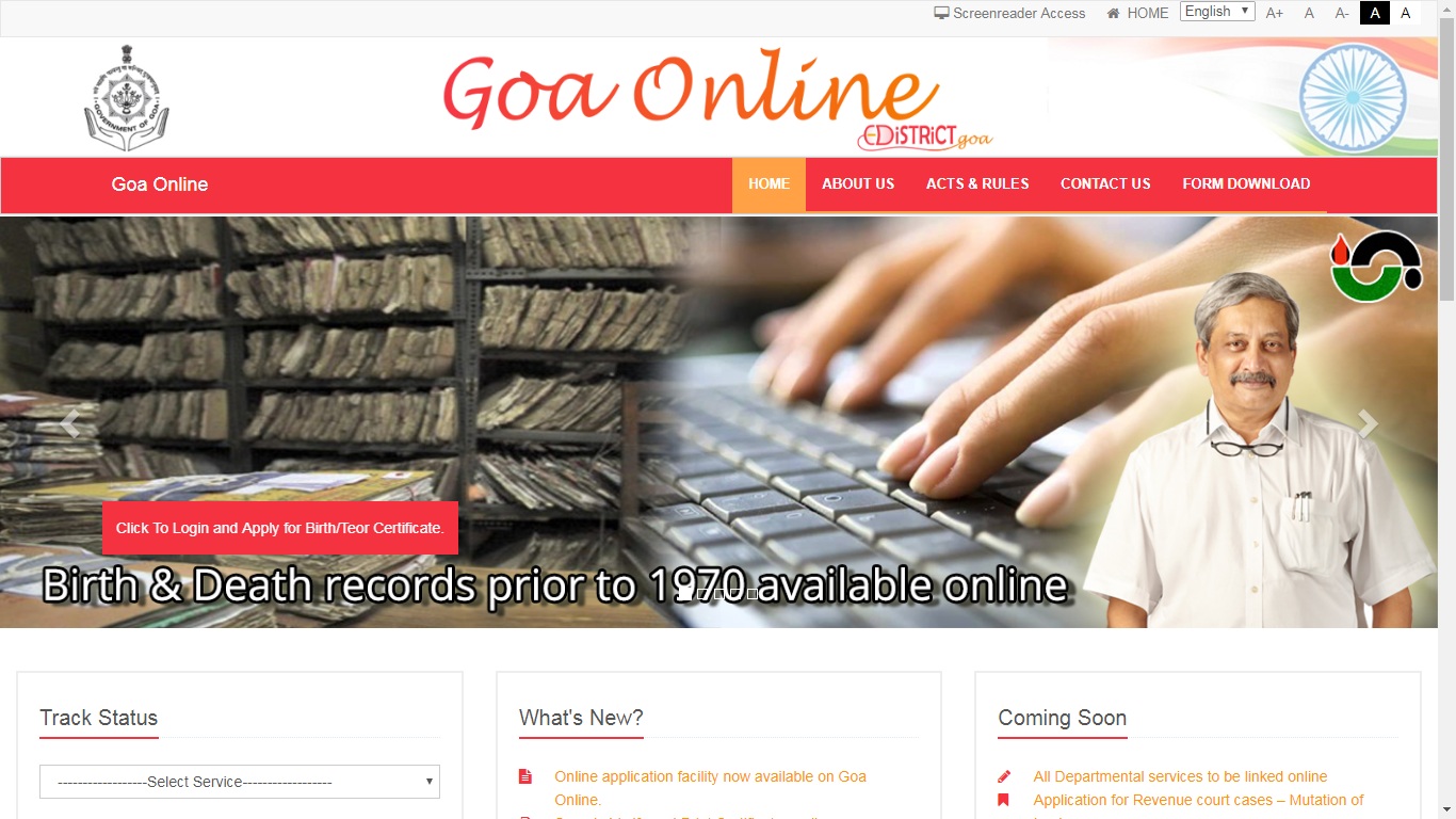 Goa-Income-Certificate-Home-Page