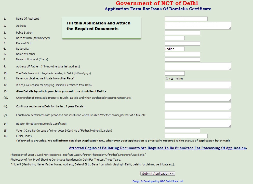 Delhi-Domicile-Certificate-Application-Form