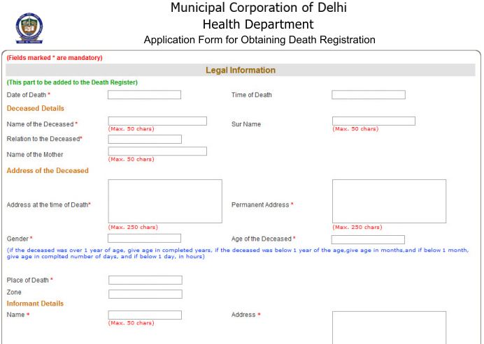 Delhi-Death-Certificate-Application-Form