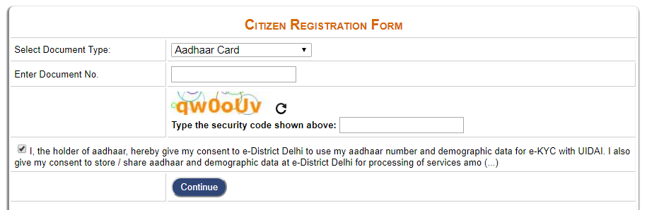 Delhi-Solvency-Certificate-Citizen-Registration-Form