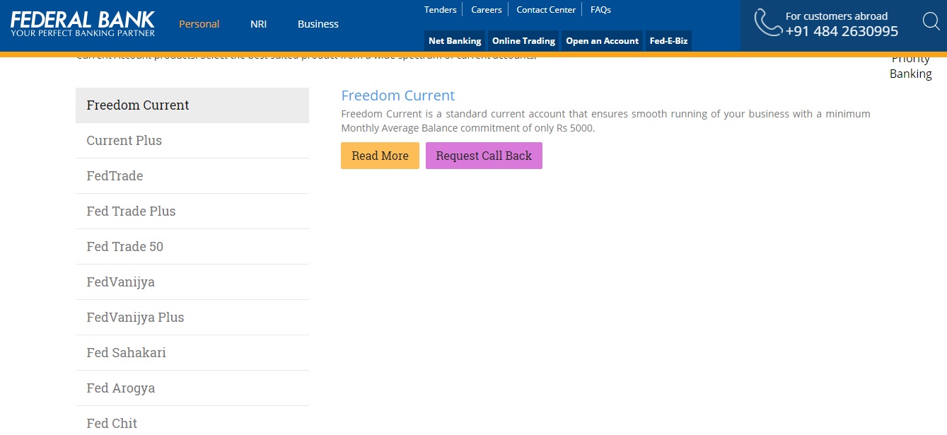Step 4- Federal Bank Current Account