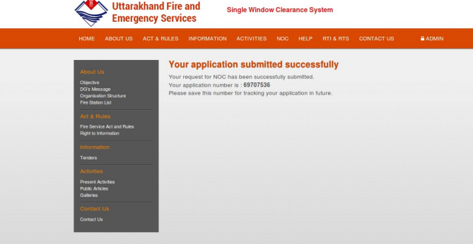 Uttarakhand Fire License - Application Id