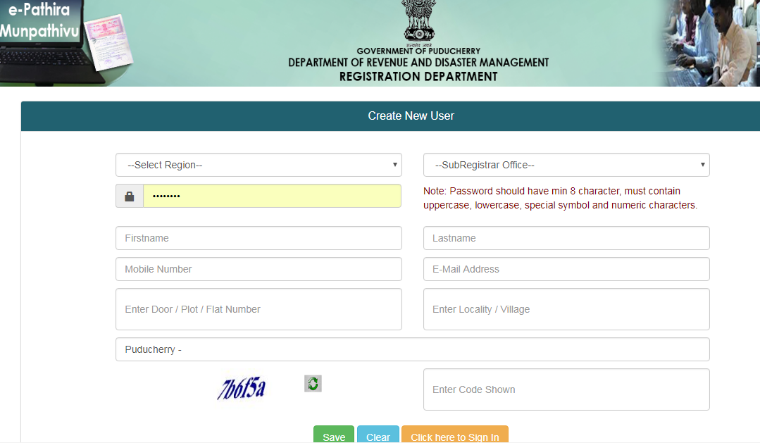 Puducherry-Property-Registration-User-Details