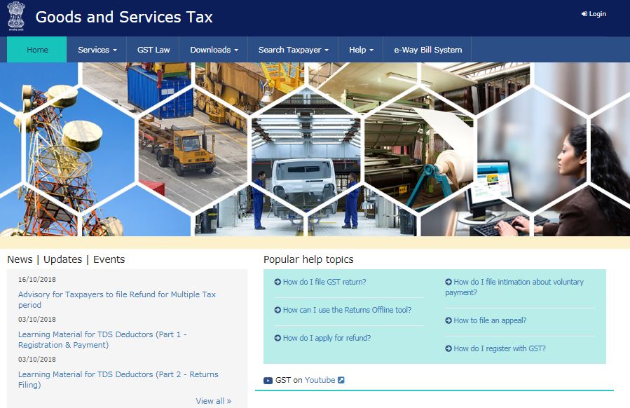 Firstly, the taxpayers have to visit the Goods and Services Tax portal