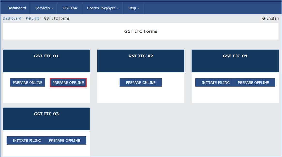Step 17- Form GST ITC-01 Offline Tool