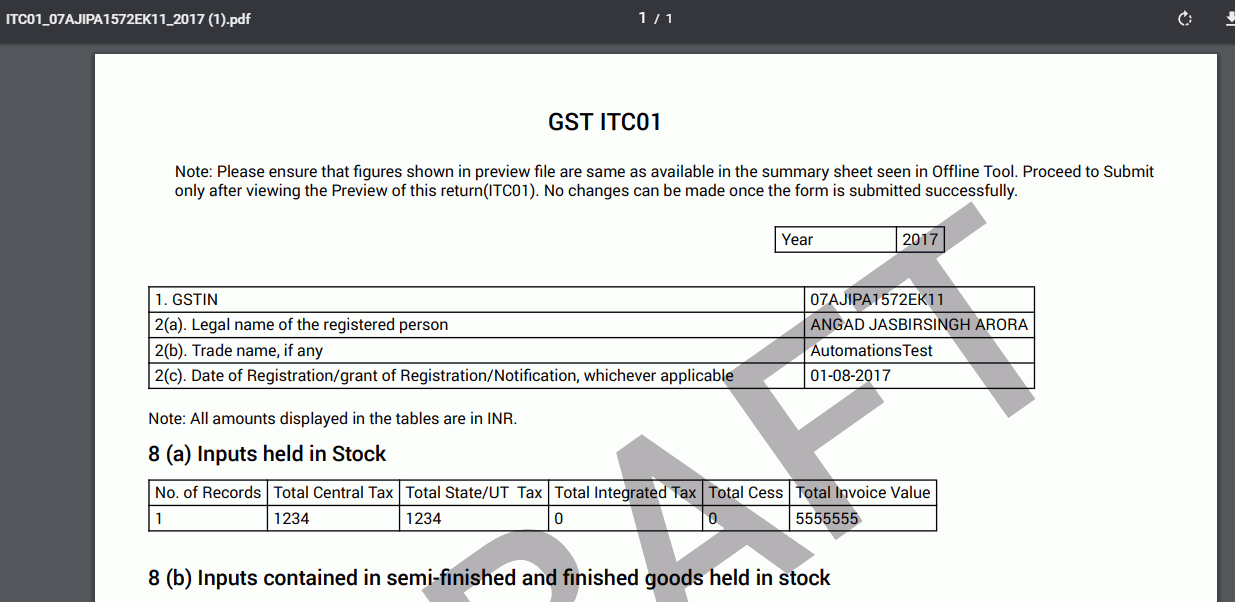Step 17-GST Form ITC-01