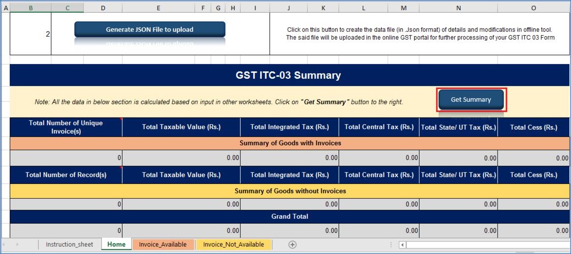 Step 2- Offline Filing of Form GST ITC-03