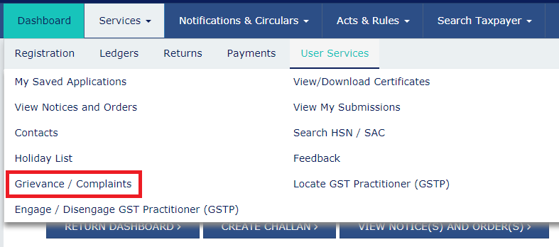 Step 3- Filing GST Payment Related Grievances