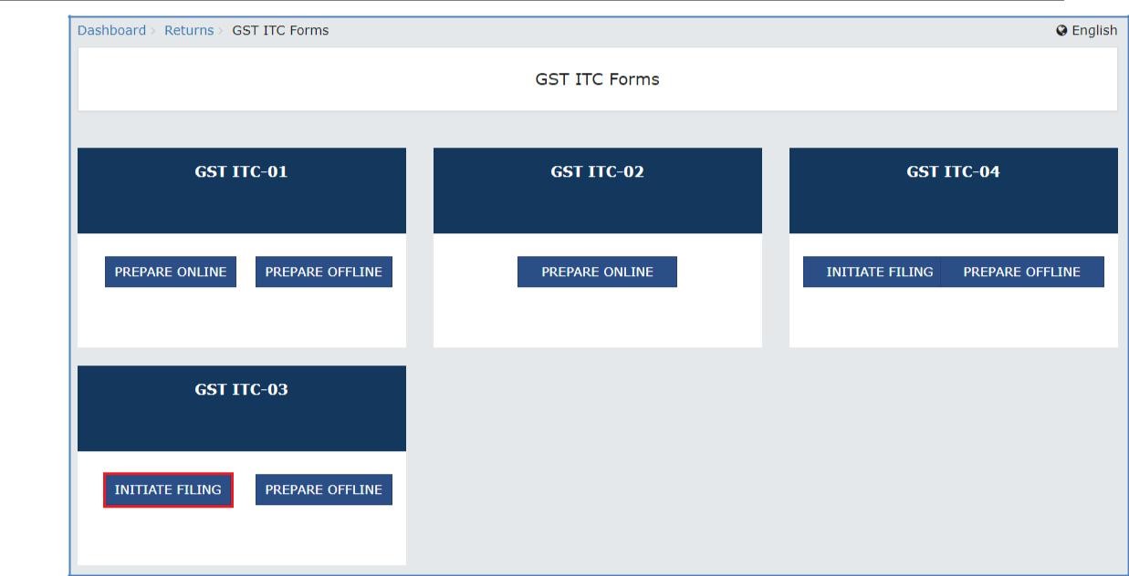 Step 3- Offline Filing of Form GST ITC-03