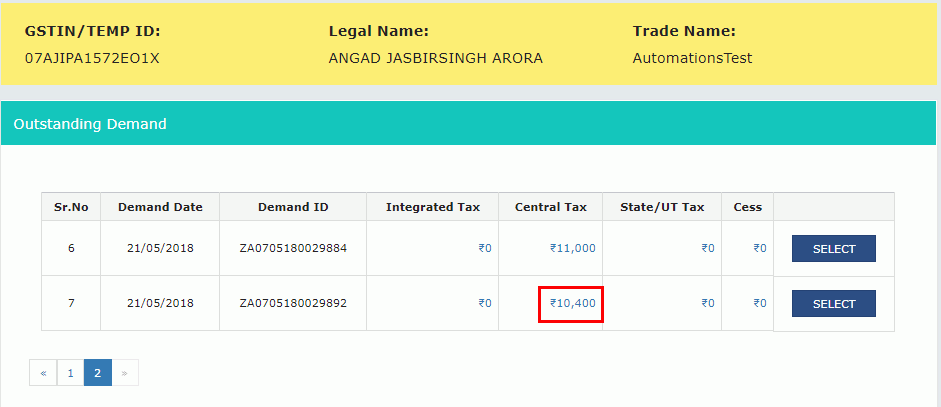 Step 4-ITC for Payment of GST Demand
