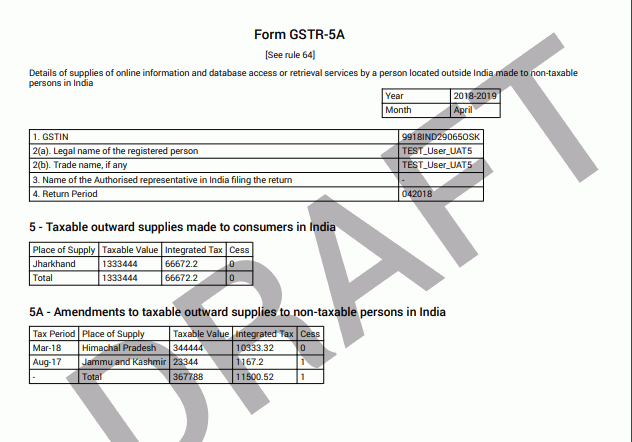 Step 5-Form GSTR-5A