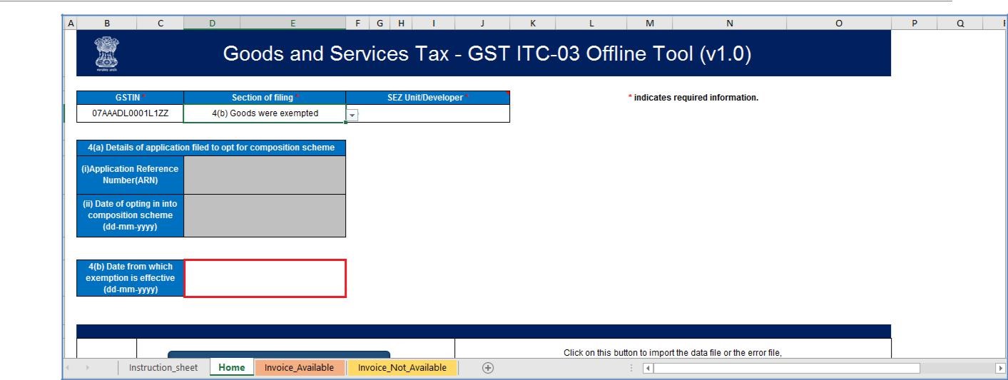 Step 5a- Offline Filing of Form GST ITC-03