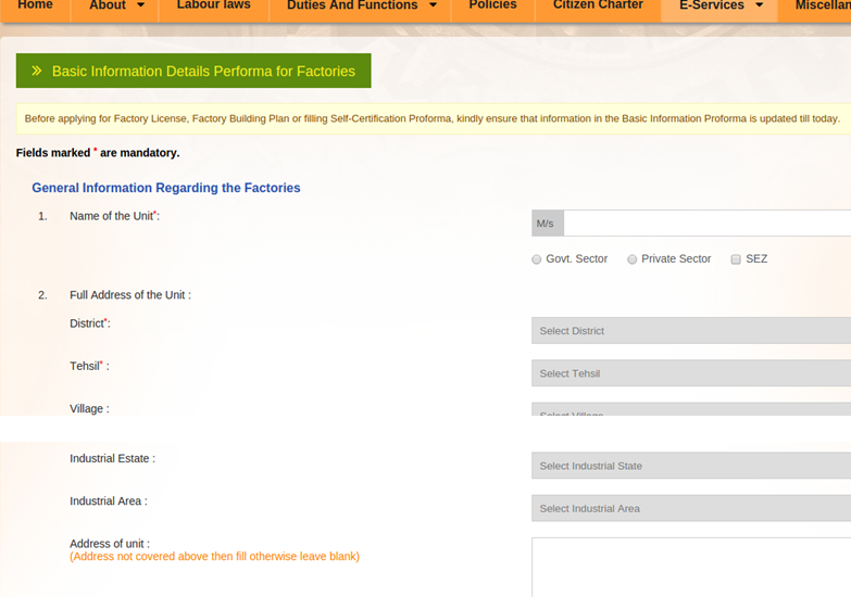 Step 6 - Haryana Factory Registration