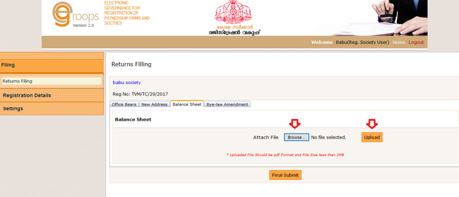 step 5 -- Kerala Society Registration