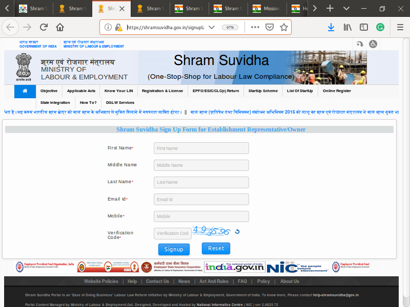 Step 1: Shram Suvidha Portal
