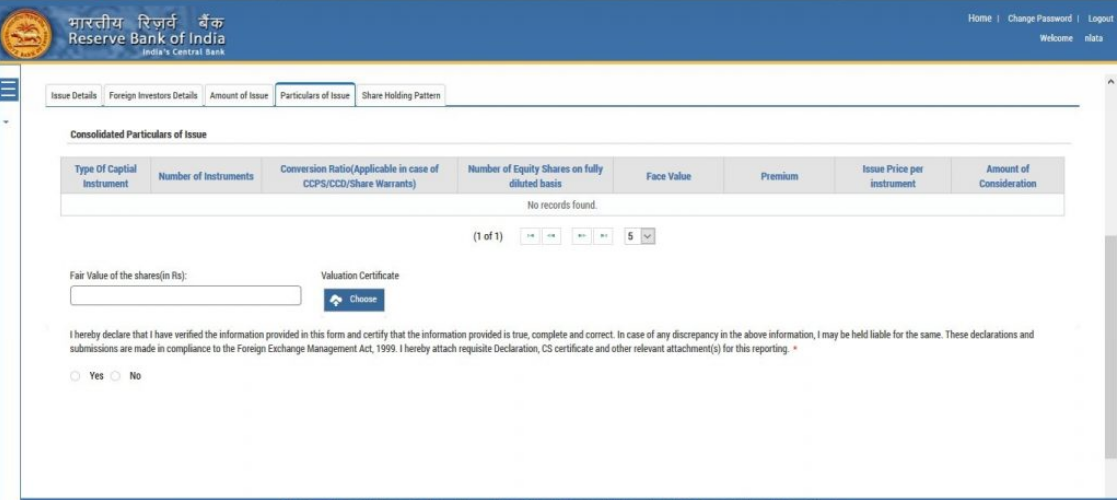 Filing Form FC-GPR- Particulars of Issue