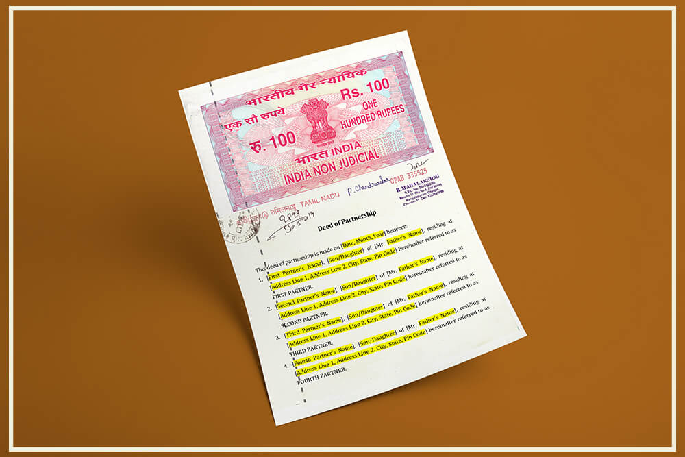 Partnership Deed format in India