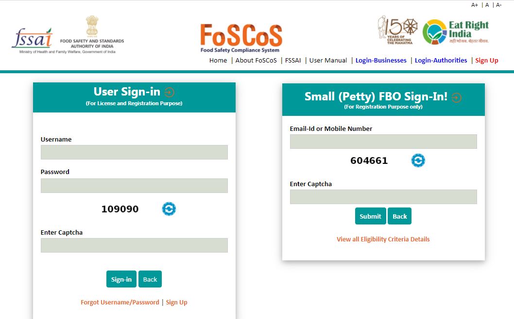 FSSAI Announces Relaxation to FBO – FoSCoS Login