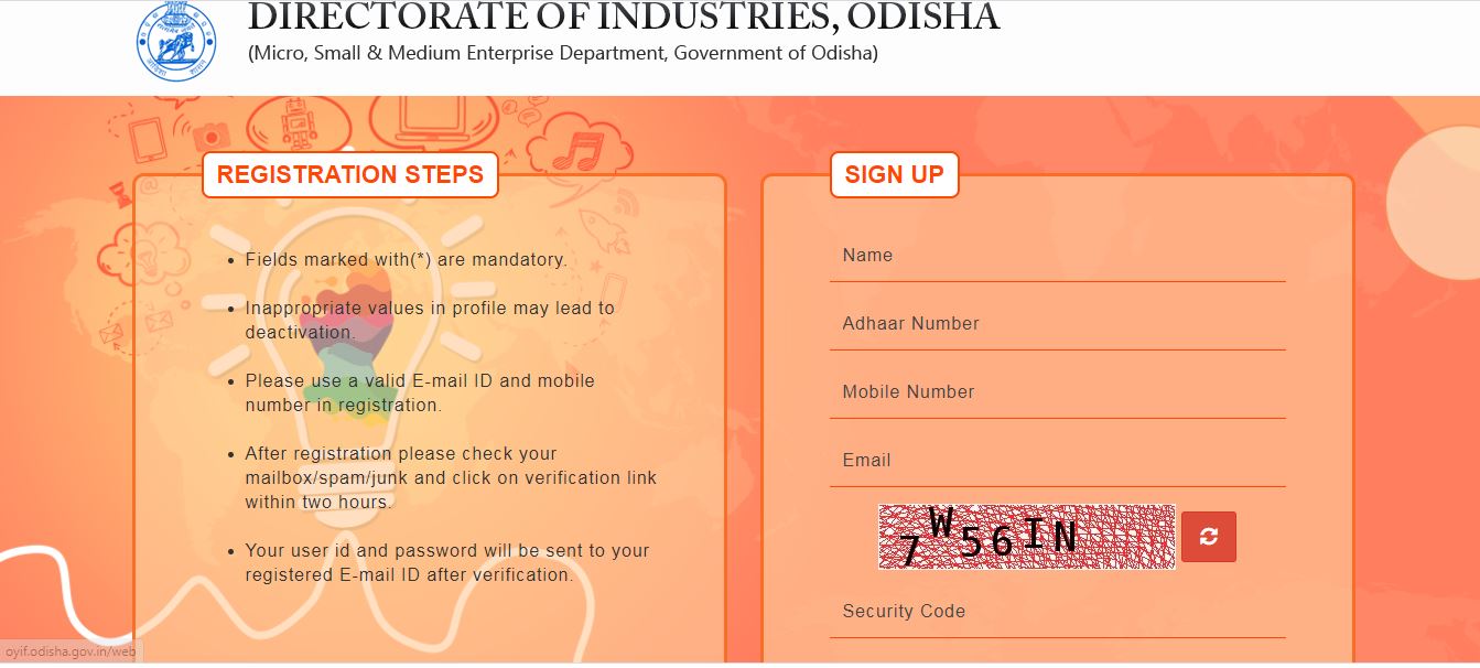 Odisha Youth Innovation Fund Scheme (OYIF) - Login page