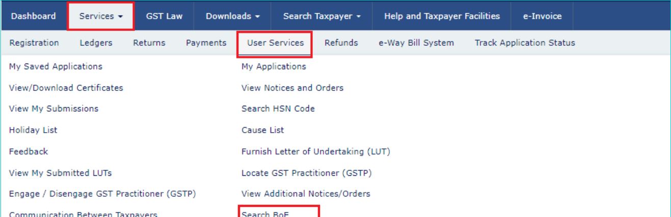 Fetching of Bill of Entry details from ICEGATE Portal - GST Login