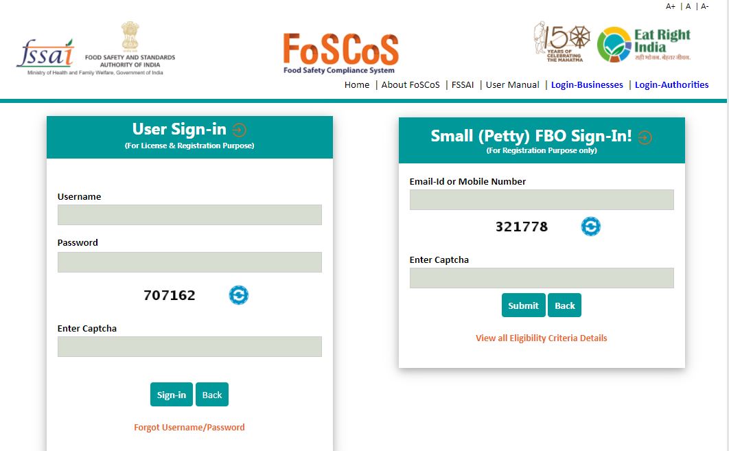 Procedure to Change Address in FSSAI License - FoSCoS Login