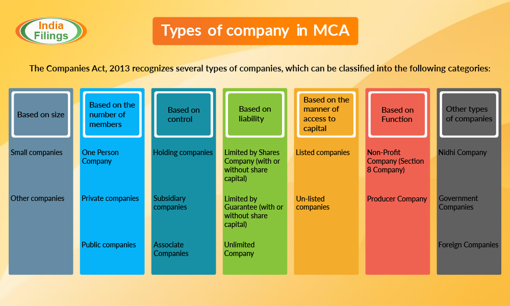 Type of company in MCA